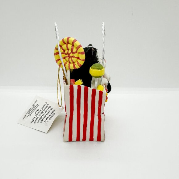 Comic Curious Cats Black White Cat Candy Cane Stripe Red Baker Holiday Birthday - Picture 5 of 8